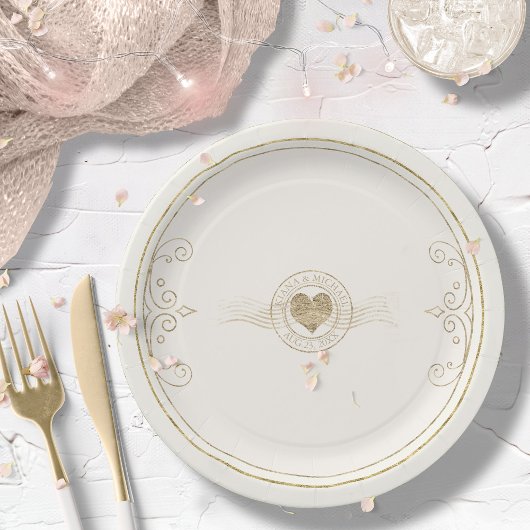 Franse Romance Wedding Heart Ivory ID870 Papieren Bordje