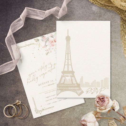 Franse Romance Wedding ID870 RSVP Kaartje