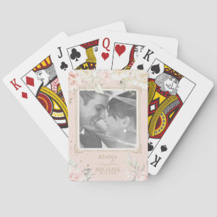 Franse Romance Wedding Photo Blush ID870 Pokerkaarten