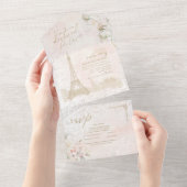 Franse Romance Wedding RSVP Blush ID870 All In One Uitnodiging (Afscheurbaar)