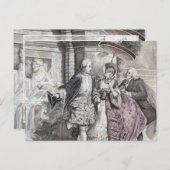 Franse Romantische Scene Faded  kleuren in Shabby Briefkaart (Voorkant / Achterkant)