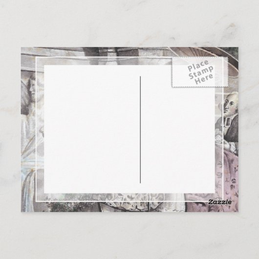 Franse Romantische Scene Faded kleuren in Shabby Briefkaart (Achterkant)