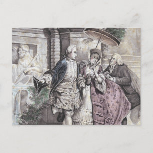 Franse Romantische Scene Faded kleuren in Shabby Briefkaart