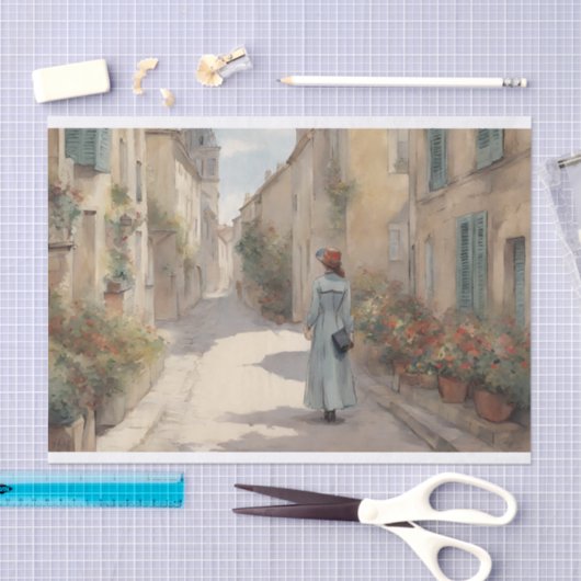  Franse romantische straten decoupage Tissuepapier (Craft)