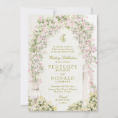 Franse romantische tuinboog monogram royale bruilo kaart (Voorkant)