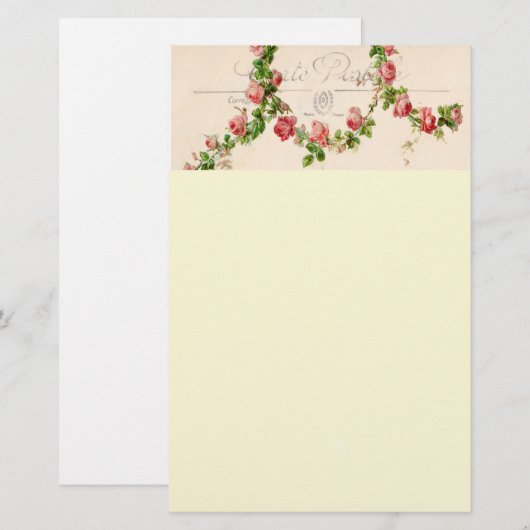 Franse roos briefpapier (Voorkant / Achterkant)