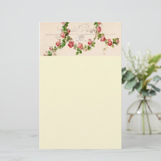 Franse roos briefpapier (Staand voorkant)