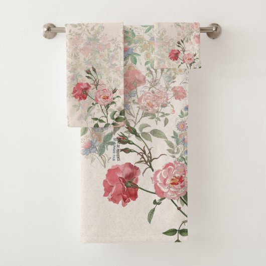Franse Roos Passionflower Bath Towel Set Bad Handdoek (Insitu)