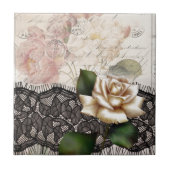 franse roos Victoriaans Tegeltje (Voorkant)