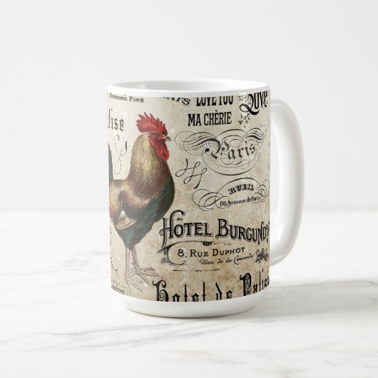 Franse Rooster de Paris Collage Koffiemok (Voorkant rechts)