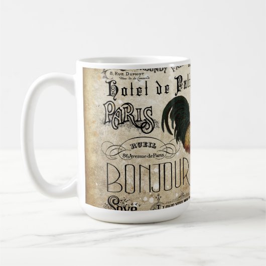 Franse Rooster de Paris Collage Koffiemok (Links)