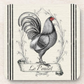 Franse Rooster Le Poulet Drankjes Onderzetter (Voorkant)