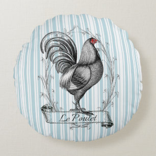 Franse Rooster Le Poulet Rond Kussen