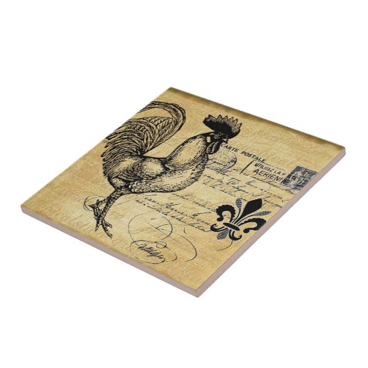  franse rooster op schoot tegeltje (Zijkant)