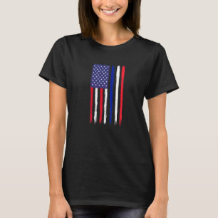 Franse rots halve Amerikaans vlagpatriottisch T-shirt