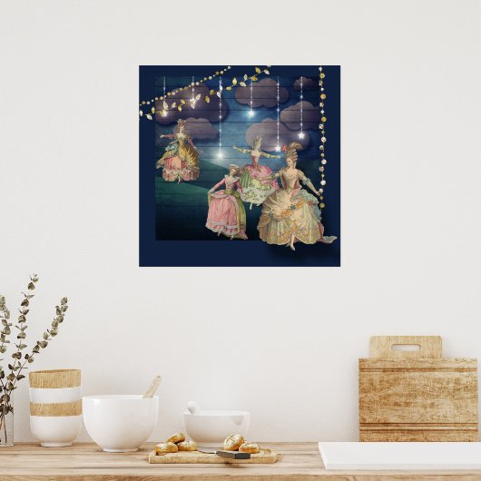 Franse royals dansend onder de lantaarns poster (Keuken)