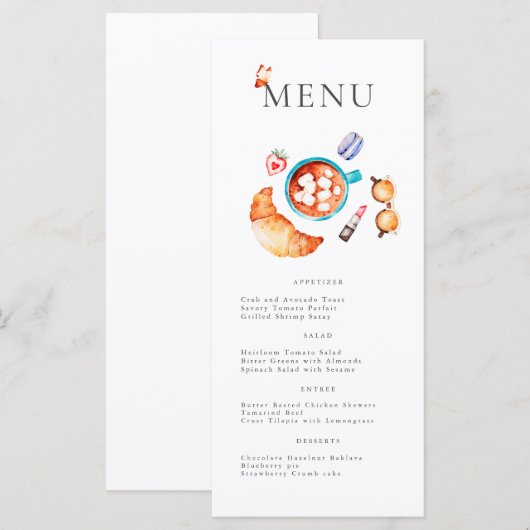 Franse Roze Boulangerie Croissant en Coffee Menu (Voorkant / Achterkant)