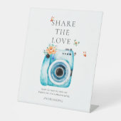 Franse roze camera Deel de liefde Reclamebord Met Voetstuk (Voorkant)