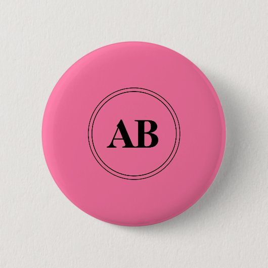 Franse roze effen kleur met monogram ronde button 5,7 cm (Voorkant)