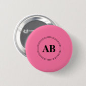 Franse roze effen kleur met monogram ronde button 5,7 cm (Voorkant /achterkant)