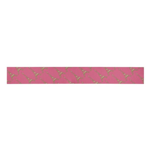 Franse Roze Eiffeltoren Parijse themafeestlint Grosgrain Lint (Voorkant)