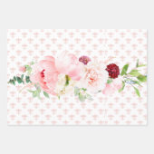 Franse Roze en Witte Waterverf Bloemen Inpakpapier Vel (Voorkant 3)