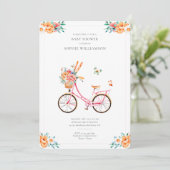 Franse roze  fiets Baby shower Kaart (Staand voorkant)