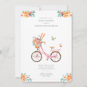 Franse roze  fiets Baby shower Kaart (Voorkant)