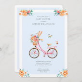 Franse roze  fiets Baby shower Kaart (Voorkant / Achterkant)