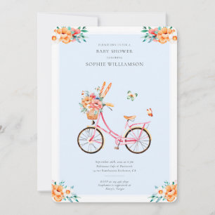 Franse roze  fiets Baby shower Kaart