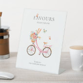 Franse roze  fiets reclamebord met voetstuk (Insitu)