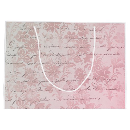 Franse  roze Floral Groot Cadeauzakje (Achterkant)