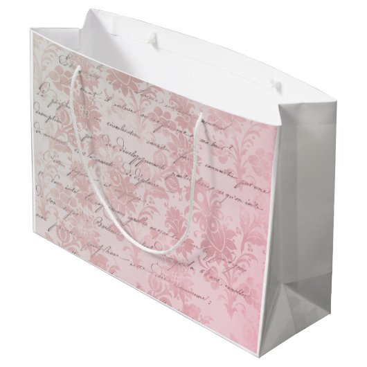 Franse  roze Floral Groot Cadeauzakje (Achterkant Gekanteld)