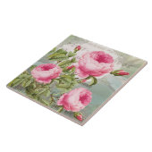 Franse roze roze rozen keramische tegel tegeltje (Zijkant)