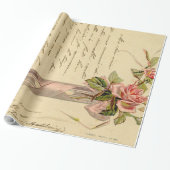 Franse roze rozen Cadeaupapier (Uitgerold)