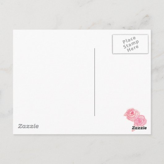 Franse Roze Rozenbloem Waterverf Collage Briefkaart (Achterkant)