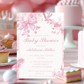 Franse Roze Toile Bloemen Bow Baby Meisje Douche Save The Date