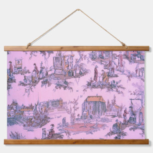 Franse Roze Toile de Jouy Chinoiserie Stijl Rustie Hangend Wandkleed