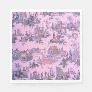 Franse Roze Toile de Jouy Chinoiserie Stijl Rustie Servet