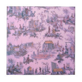 Franse Roze Toile de Jouy Chinoiserie Stijl Rustie Tegeltje (Voorkant)