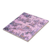 Franse Roze Toile de Jouy Chinoiserie Stijl Rustie Tegeltje (Zijkant)