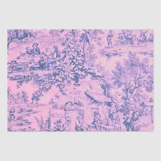 Franse Roze Toile Rococo Rustieke Stijl Decoupage Tissuepapier (Voorkant)