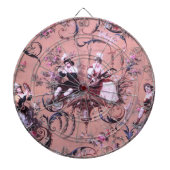 Franse Roze Toile Victoriaans stijl Bloemen Dartbord (Voorkant)