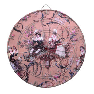  Franse Roze Toile Victoriaans stijl Bloemen Dartbord