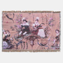 Franse Roze Toile Victoriaans stijl Bloemen