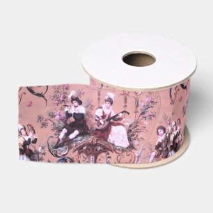 Franse Roze Toile Victoriaans stijl Bloemen Grosgrain Lint