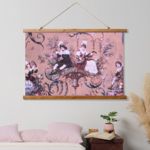 Franse Roze Toile Victoriaans stijl Bloemen Hangend Wandkleed