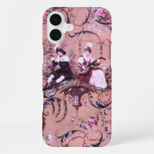 Franse Roze Toile Victoriaans stijl Bloemen iPhone 16 Plus Hoesje
