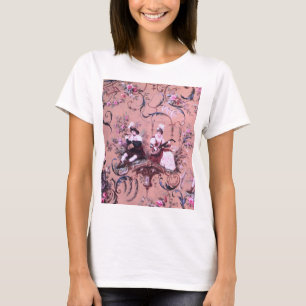  Franse Roze Toile Victoriaans stijl Bloemen T-shirt