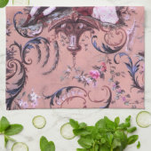 Franse Roze Toile Victoriaans stijl Bloemen Theedoek (Gevouwen)